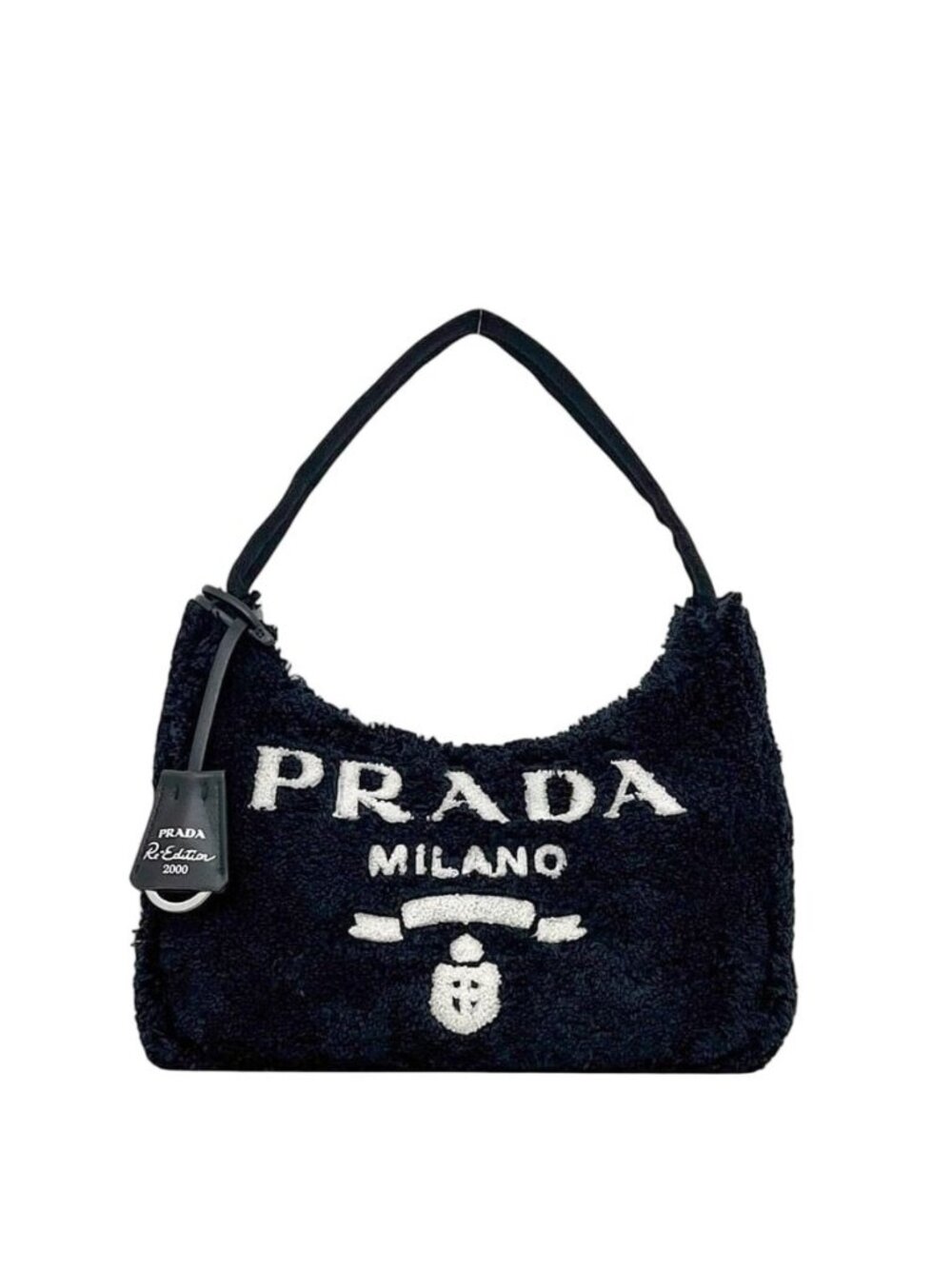 Prada Handbag Terry Black Nero Spugna Re Edition Pile 31 Logo Pouch